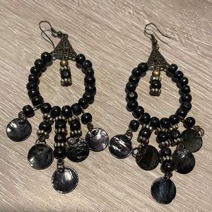 Black vintage dangling earrings #38